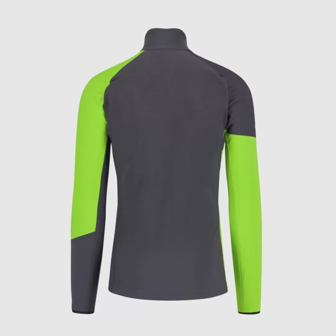 Karpos Upcycled | Ski Mountaineering | Fleeces | ALAGNA R FULL-ZIP FLEECE DARK GREY APPLE GREEN